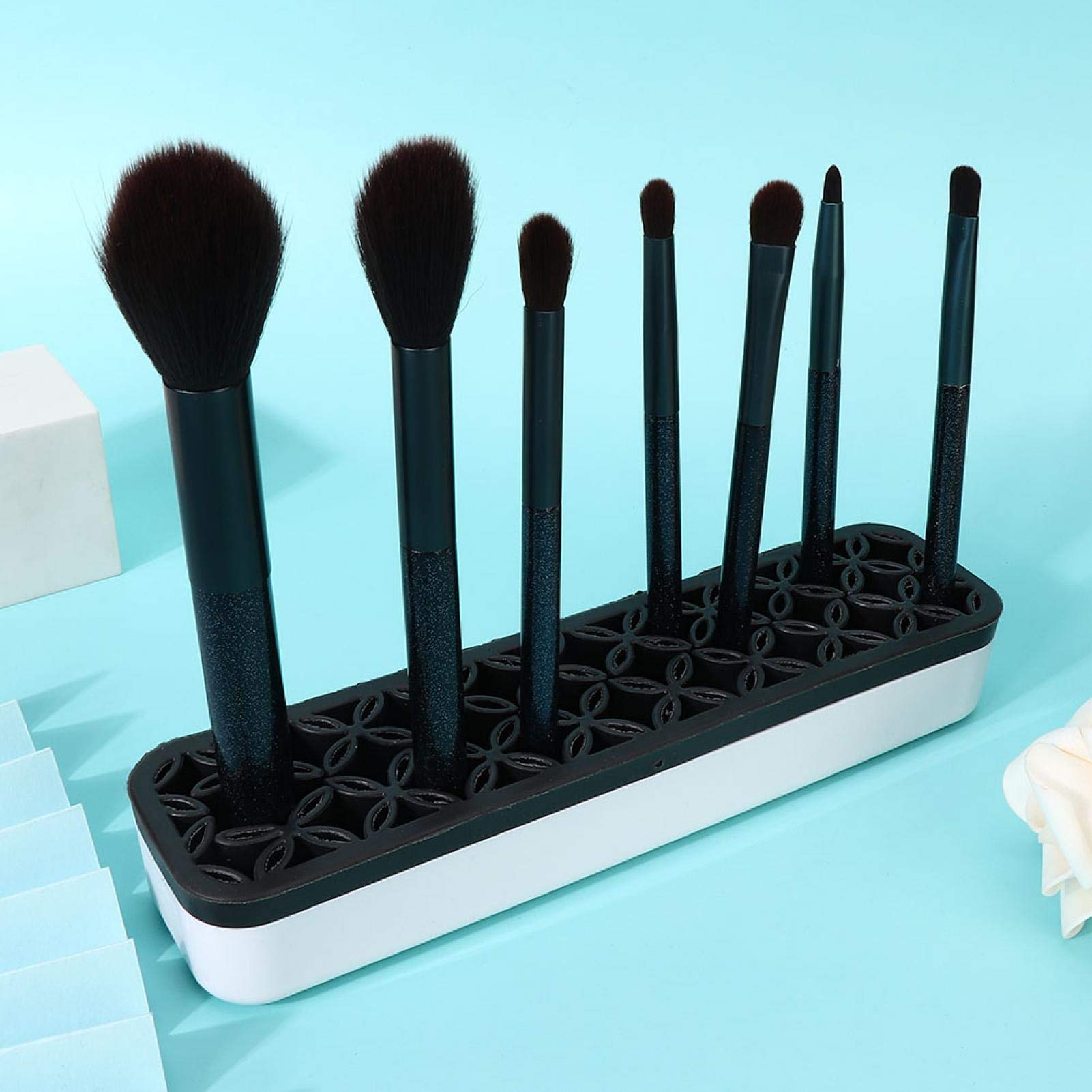 Uxsiya Multifunction Makeup Container Holder Manicure Brush Holder Nail Pen Holder for Makeup Artists for Salon for Decoration for Beauty (black) Caddy