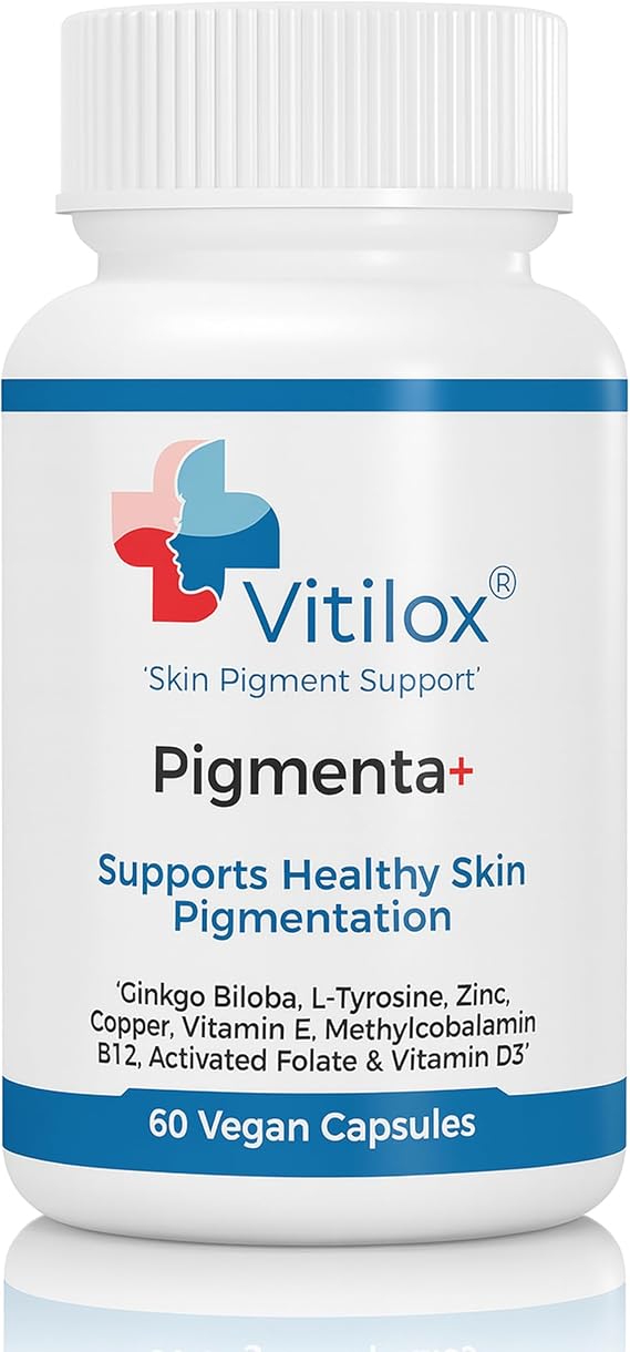 Vitilox Pigmenta+ Advanced, Skin Tone Support Supplement 60 Tablets | 2 Months | Natural Vitiligo Skin Pigmentation Support | Reduce White Body Spots