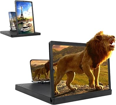 Big Screen Phone Magnifier,HD Screen Expander,Foldable Phone Stand with Screen Amplifier,Compatible with All Smartphones,Portable 3D Magnifying Screen for Elderly 10in