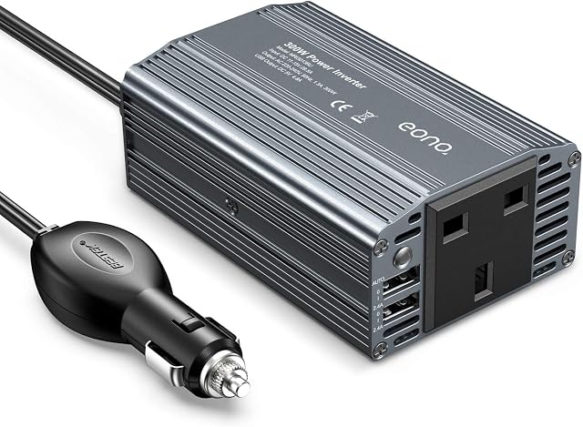 Amazon Brand Eono 300W Inverter DC 12V to AC 230V 240V Power Inverter Voltage Converter Car Charger Lighter Adapter with Dual USB Ports