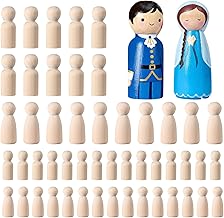 Wooden Figures, 50 Pieces Paintable, 35/55 mm Wooden Dolls, Unpainted Wooden Dolls, Suitable for Crafts, Female Dolls, Wooden Family Dolls
