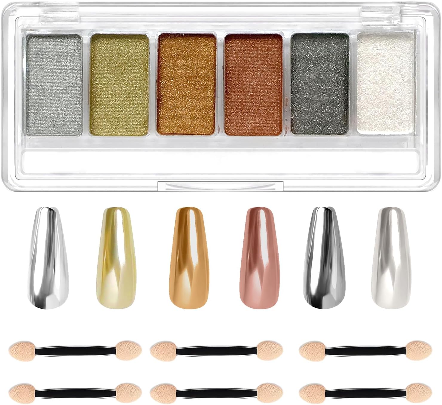 Chrome Nail Powder, Holographic Gold Chrome Nail Powder Chrome Powder for Nails Nail Chrome Powders for Gel Polish Iridescent Nail Glitter Powder for Nail Art (#04)