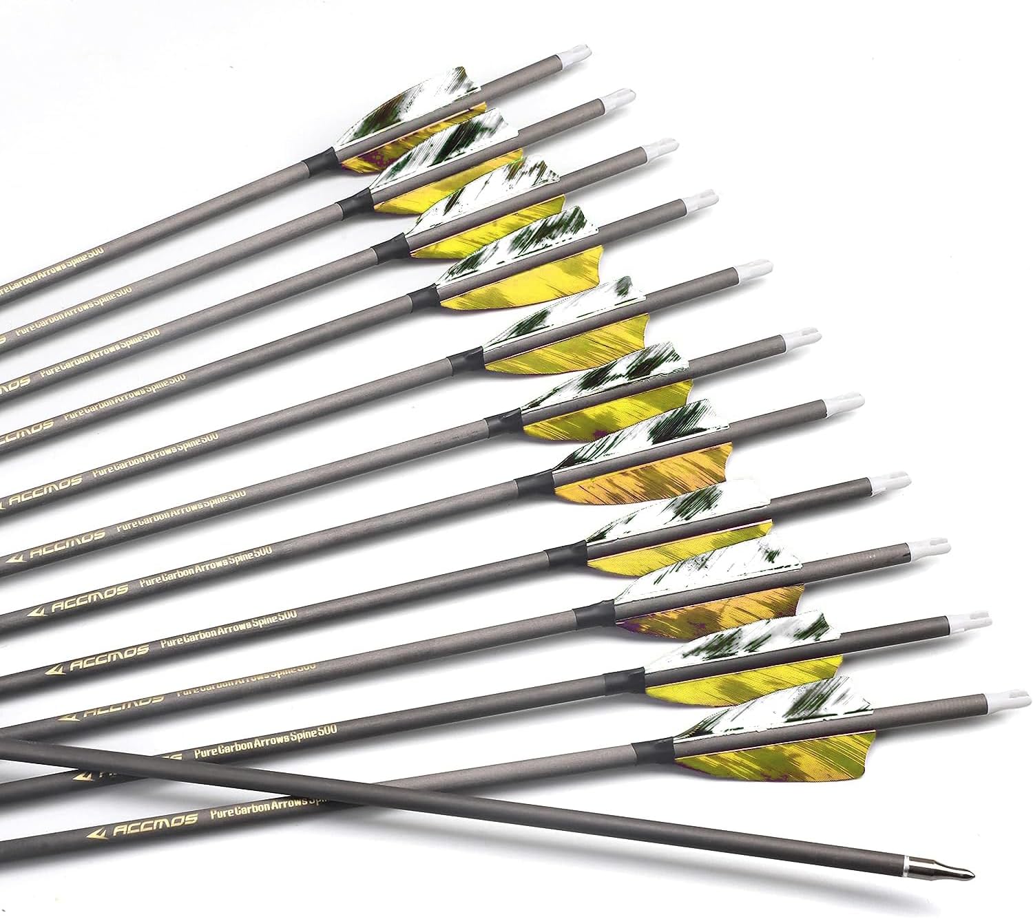 6/12pc Custom Length Feathered Carbon Arrows 300/350/400/500/600/700/800 Spine Removable Tips 3" Turkey Feather Targeting Hunting Arrow for Traditional Bow Long-Bow Recurve Bow Compound Bow Archery A1