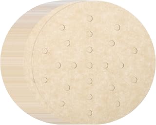 QUARKZMAN 200 Pieces Air Fryer Liners 6" Round Bamboo Muffler with Hole Non-Stick Perforated Parchment Paper Disposable Damper Paper for Air Fryers Steam Basket, Brown