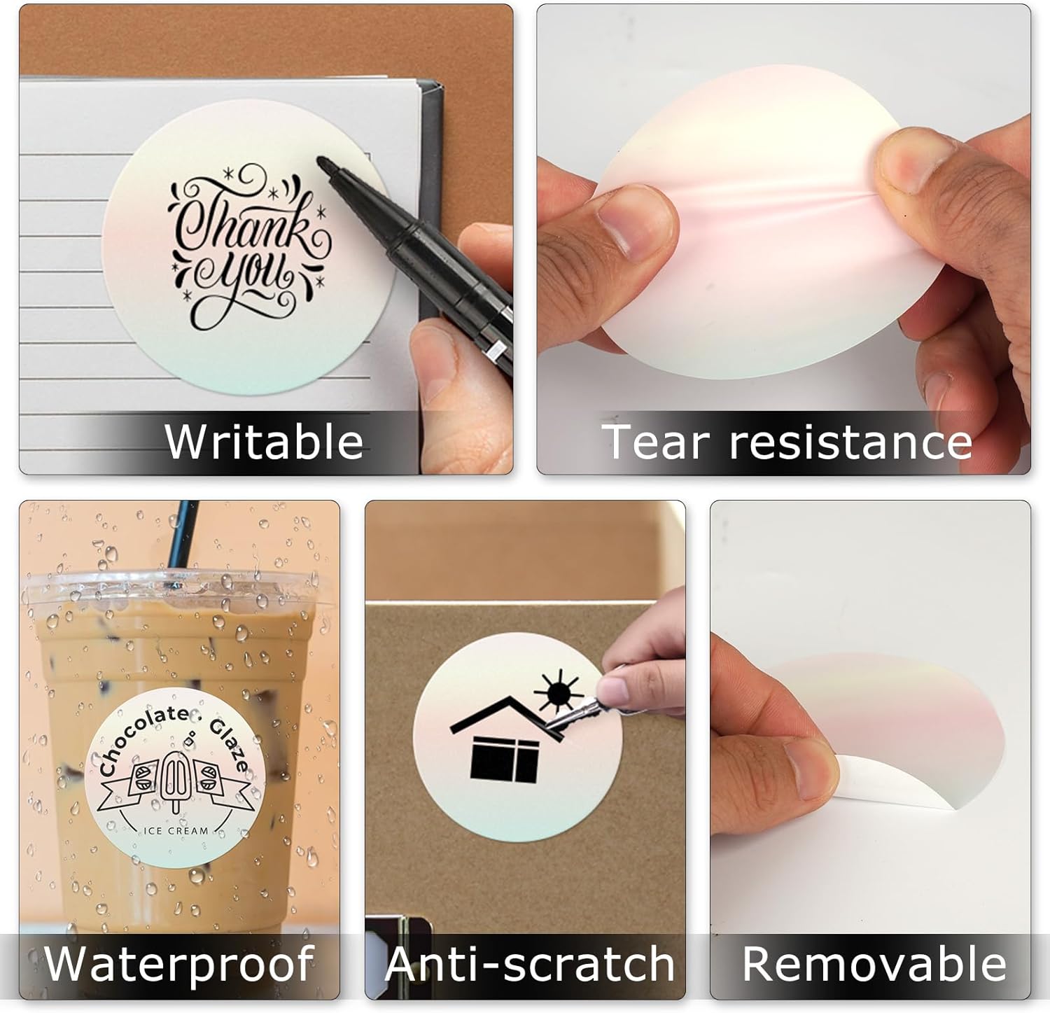 Red Gradient Thermal Labels Vinyl 2 × 3 Inch Self-Adhesive Rectangle Stickers Roll Waterproof Direct Printer Decals Name Tags for QR Code DIY Office Address 500 PCS - Image 6