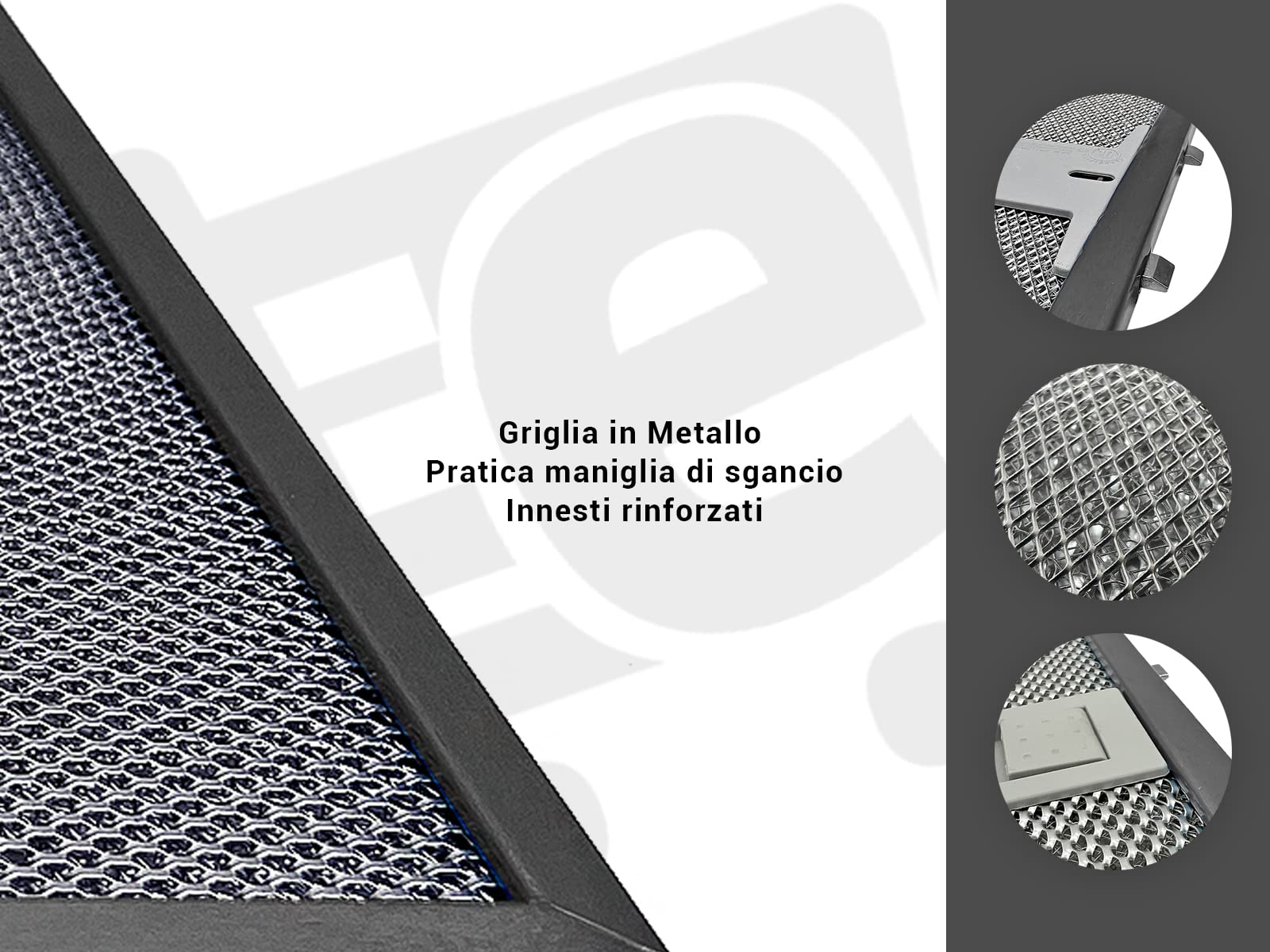 eRicambi, Coppia x2 Filtro Metallico per Cappa Compatibile con Falmec, Dimensioni 235x245x8 (mm), High Performance Filter, Pratica Maniglia di Sgancio a Innesti Rinforzati