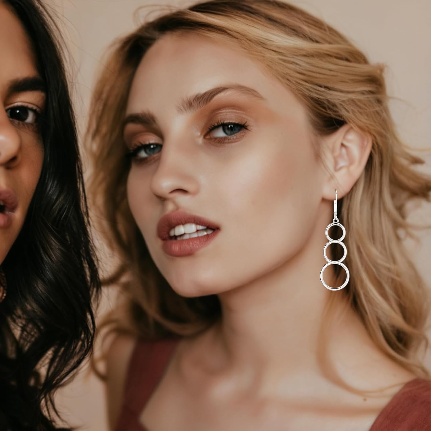 Silver Cycle Earrings Dangle for Women Hypoallergenic French Leverback Drop Earings Lightweight Cutout Earrings Jewelry Gift Birthday Homecoming - Image 3