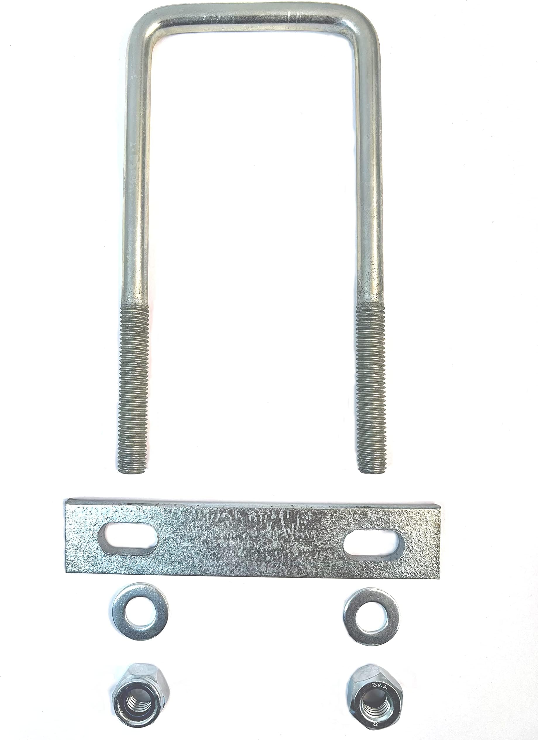 U Bolt Square M8 40mm Inner Width x 150mm Length with Back plate, Hex Nuts and Washers (10)