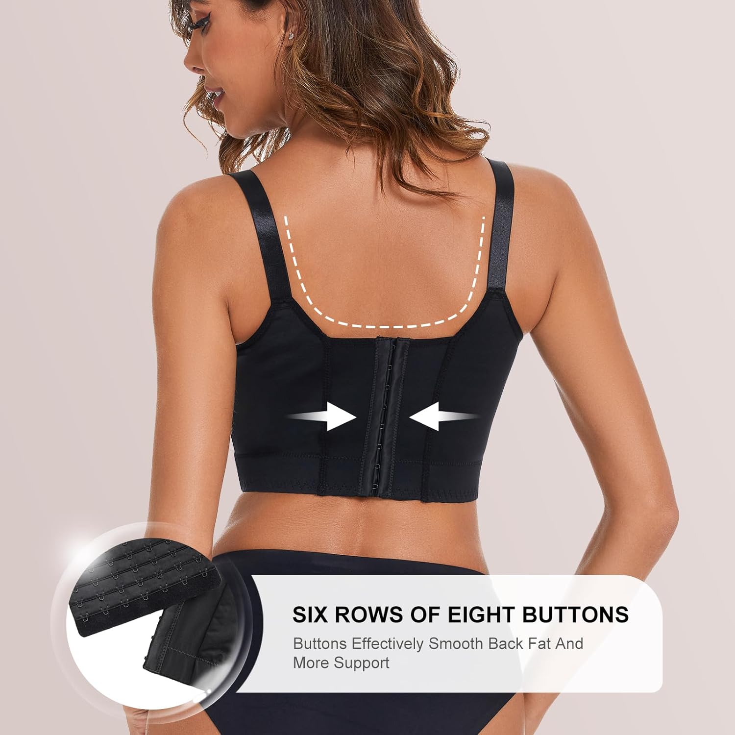 Push Up Bra for Women, Full Back Coverage Bras Deep Cup Hide Back Fat Smoothing Seamless Underwire T-Shirt Bras - Image 4