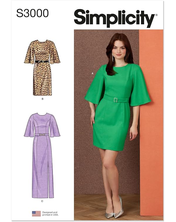 Simplicity SS3000AA Misses' Fitted Dress Sewing Pattern Packet, Design Code S3000, Sizes 10-12-14-16-18, Multicolor by Simplicity - Used condition - US$10.41