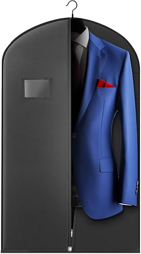 Miniatura 10 de Paquete de 5 bolsas de traje de 40 pulgadas para viajes y almacenamiento, bolsas de ropa para colgar ropa con cremallera y ventana transparente