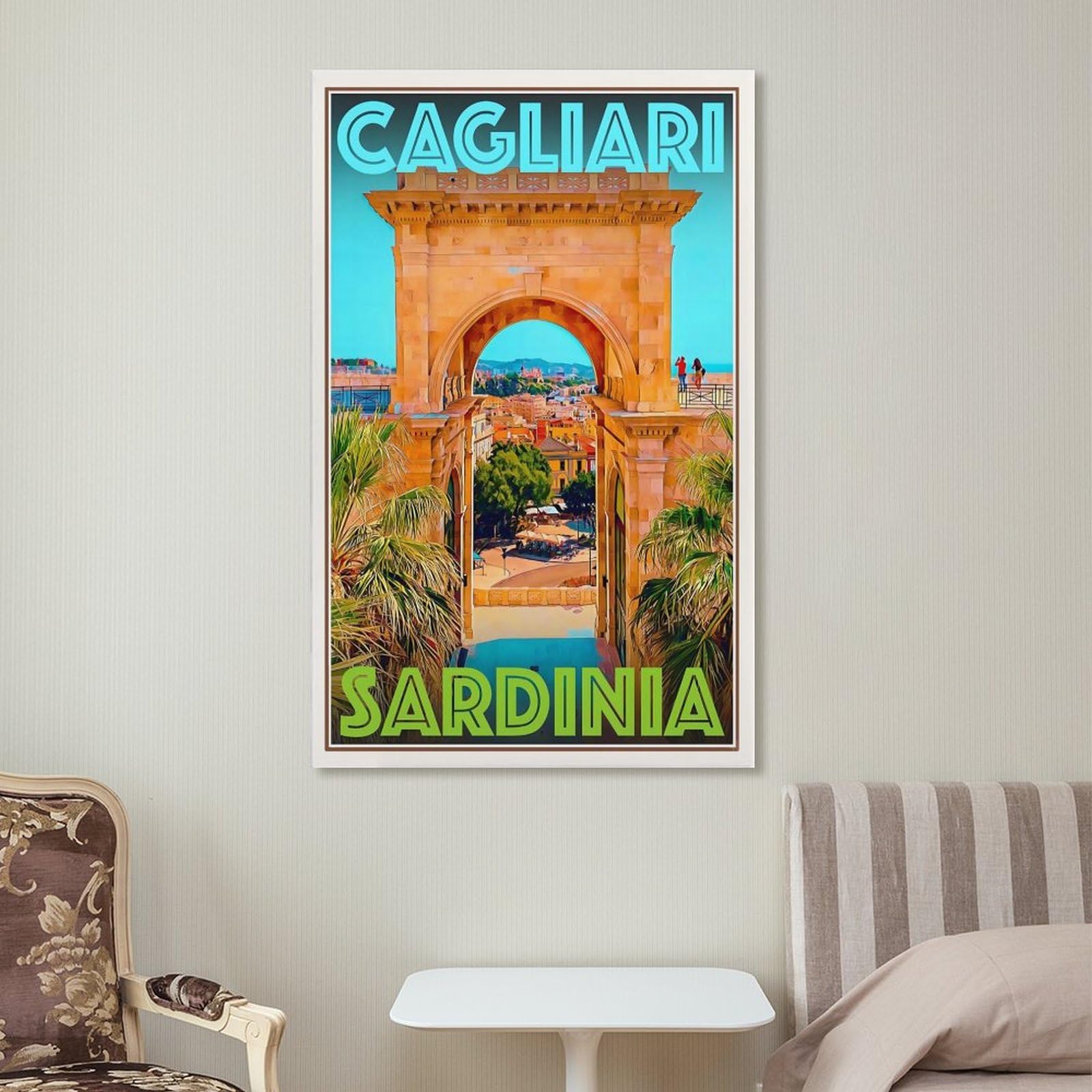 LZTEN Poster da parete in stile retrò vintage, motivo: Cagliari - Sardegna, poster da parete per viaggi, vacanze, 12 pezzi