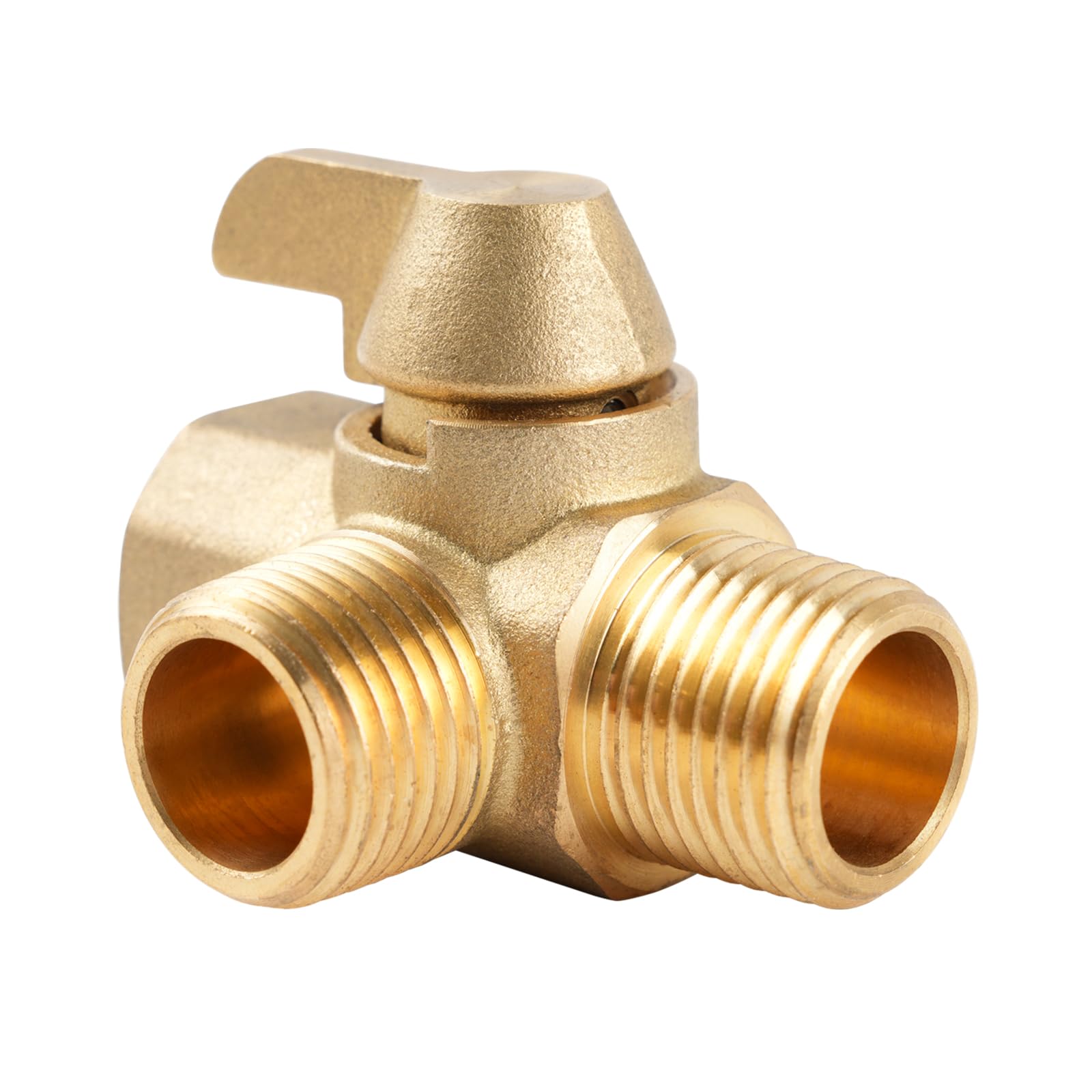 Válvula de derivación de latón de 3 vías para kits de calentador de agua, conexiones NPT de 1/2"