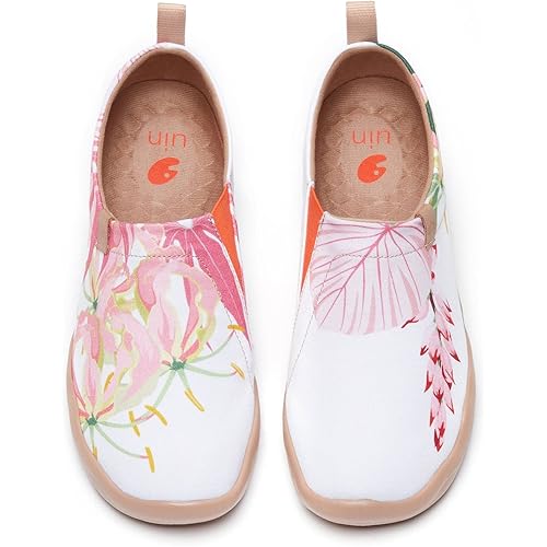 UIN Women's Fashion Floral Art Sneaker Painted Canvas Slip-On Ladies Travel Shoes