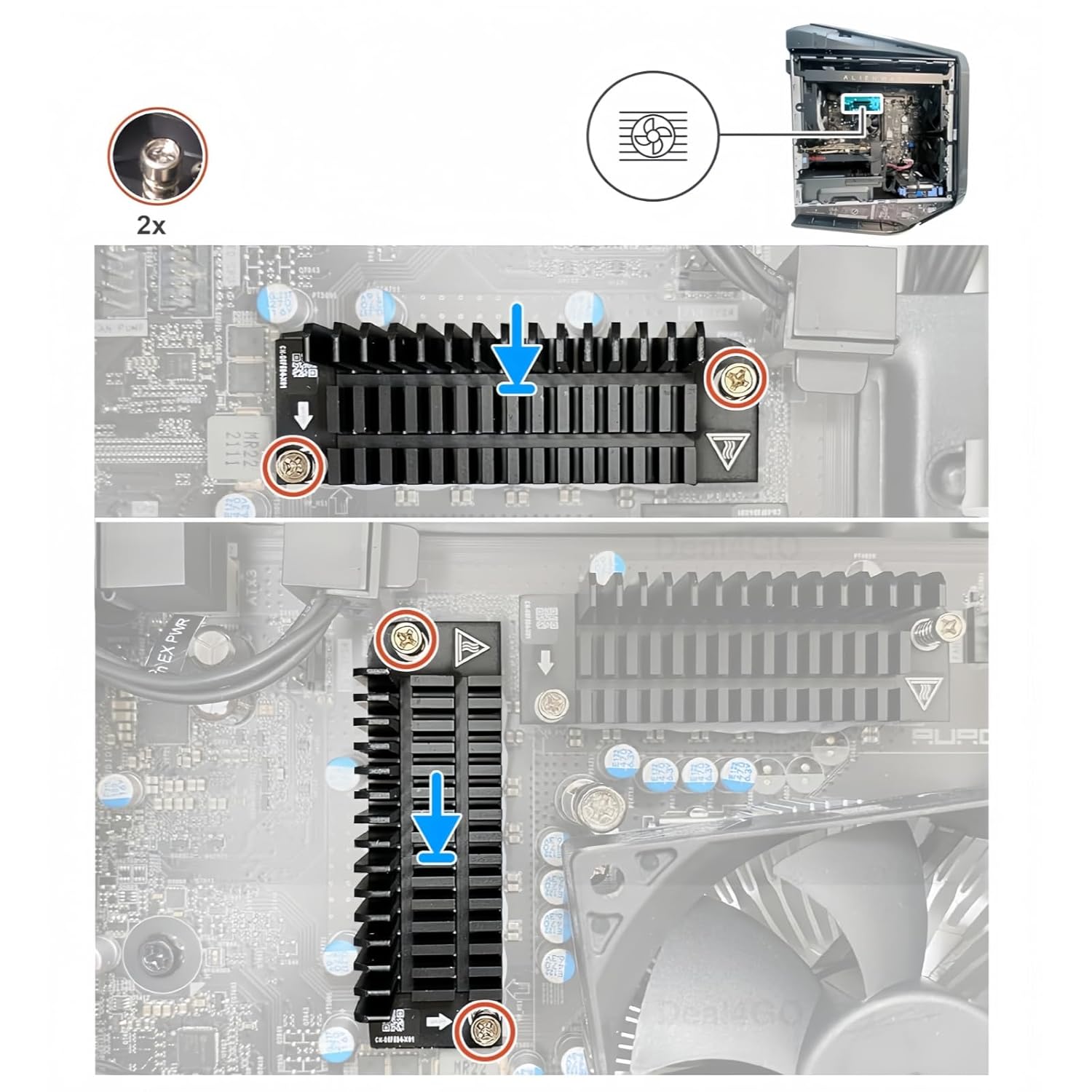 2pcs VR Heatsink VRM Thermal Pad Replacement for Dell Alienware Aurora R15 R16 XPS 8960 Tower 6F5D4 06F5D4