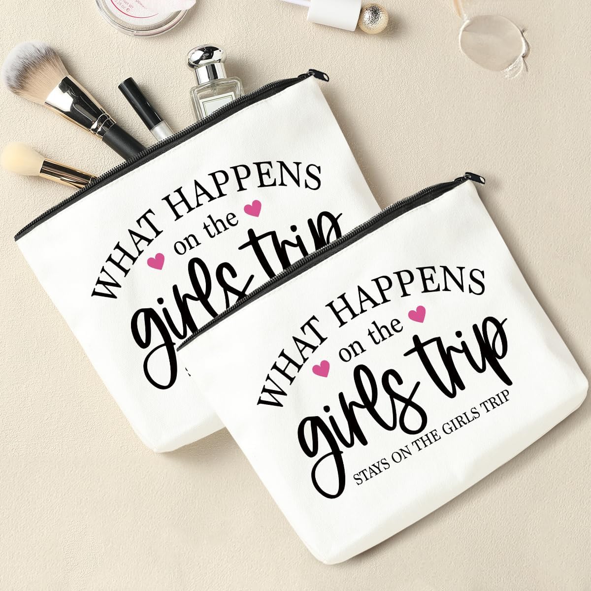2 Pcs Girls Weekend Gifts for Women Girls Trip Gifts Favors Makeup Bag Cosmetic Bag Bestie Gifts Weekend Bag Coin Purse for Female Lady Girl Daughter Friend Coworker Niece Vacation Christmas Birthday - Image 3