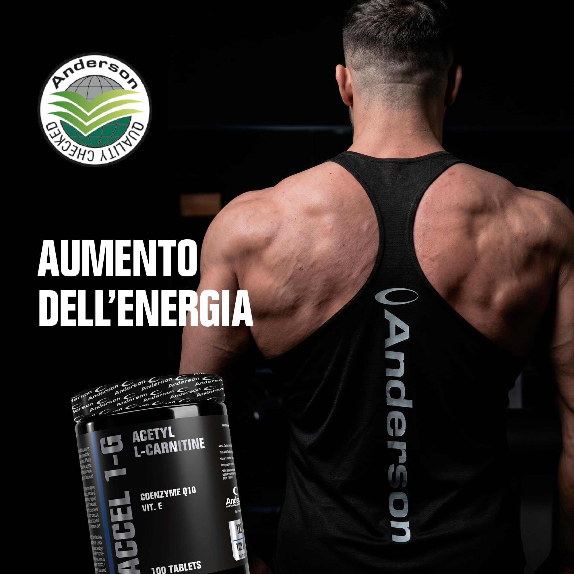INTEGRATORE ANDERSON ACCEL 1-G ACETIL L CARNITINA TERMOGENICO ENERGETICO DIMAGRANTE BRUCIAGRASSI BURN 100cpr