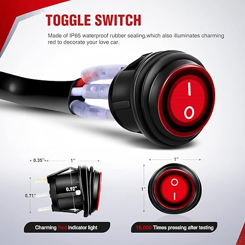 Miniatura 3 de Nilight Kit de arnés de cableado de barra de luz LED de cobre, 1 cable de 12 AWG resistente 12 V, interruptor de encendido y apagado, fusible