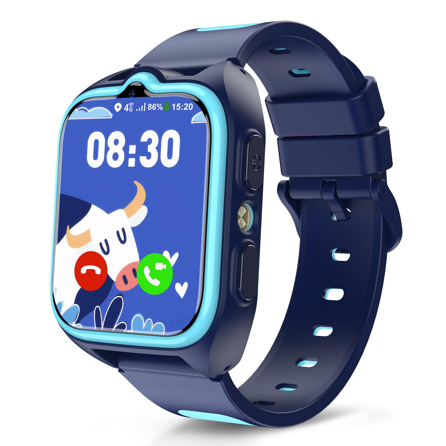 4G Montre Connectée Enfant avec Appel Vidéo et GPS, Compatible Nano SIM, Messages Vocaux, SOS, Mode École, Lampe Torche, Étanche IP67, Podomètre, 2 Modes de Port, Android iOS, pour Garçon 4-12 Ans