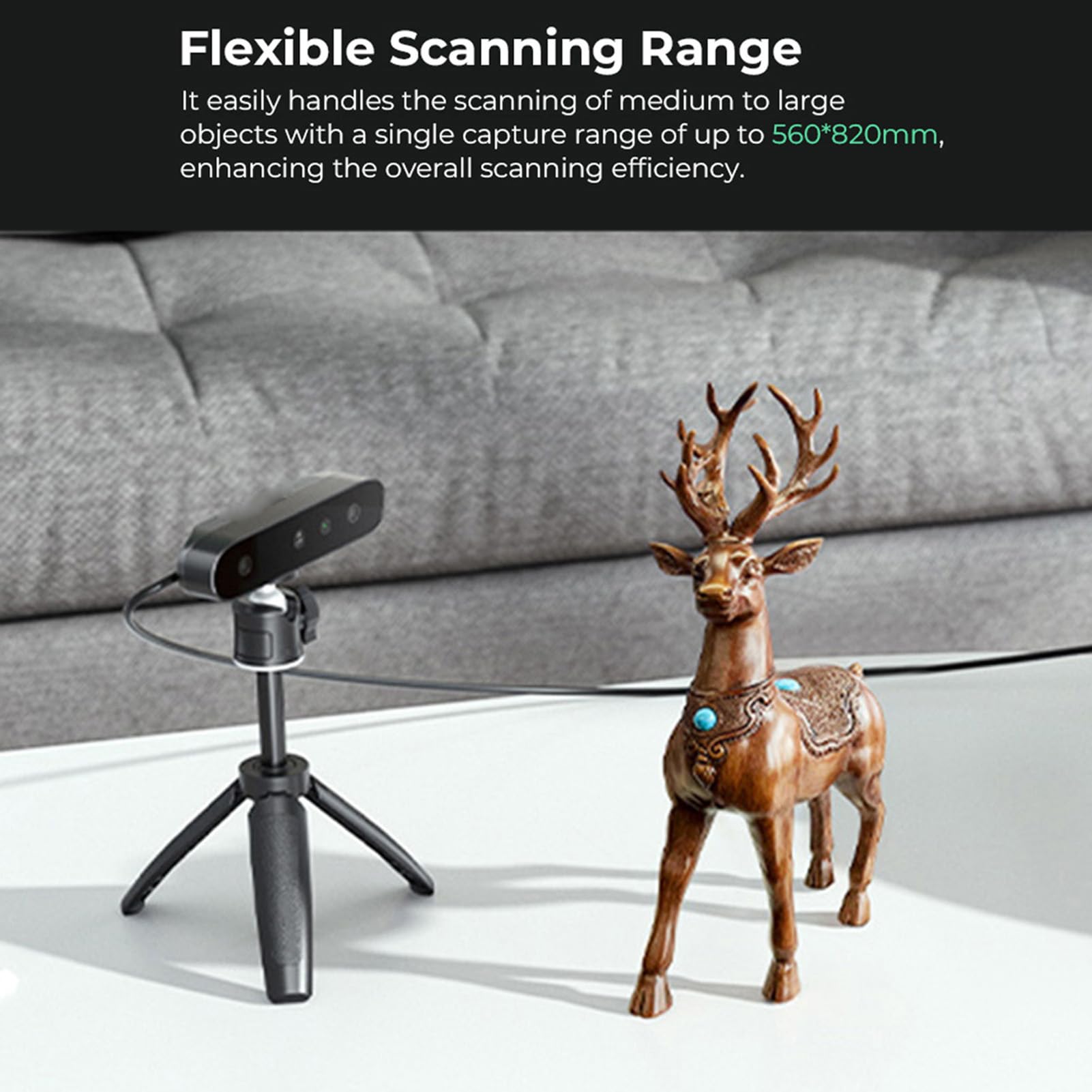 Fockety 3D-Scanner für 3D-Druck, bis zu 0,01 mm präziser Desktop-Handscanner mit Anti-Shake-Tracking und Vollfarbscan für nicht reflektierende Objekte aus schwarzem Metall