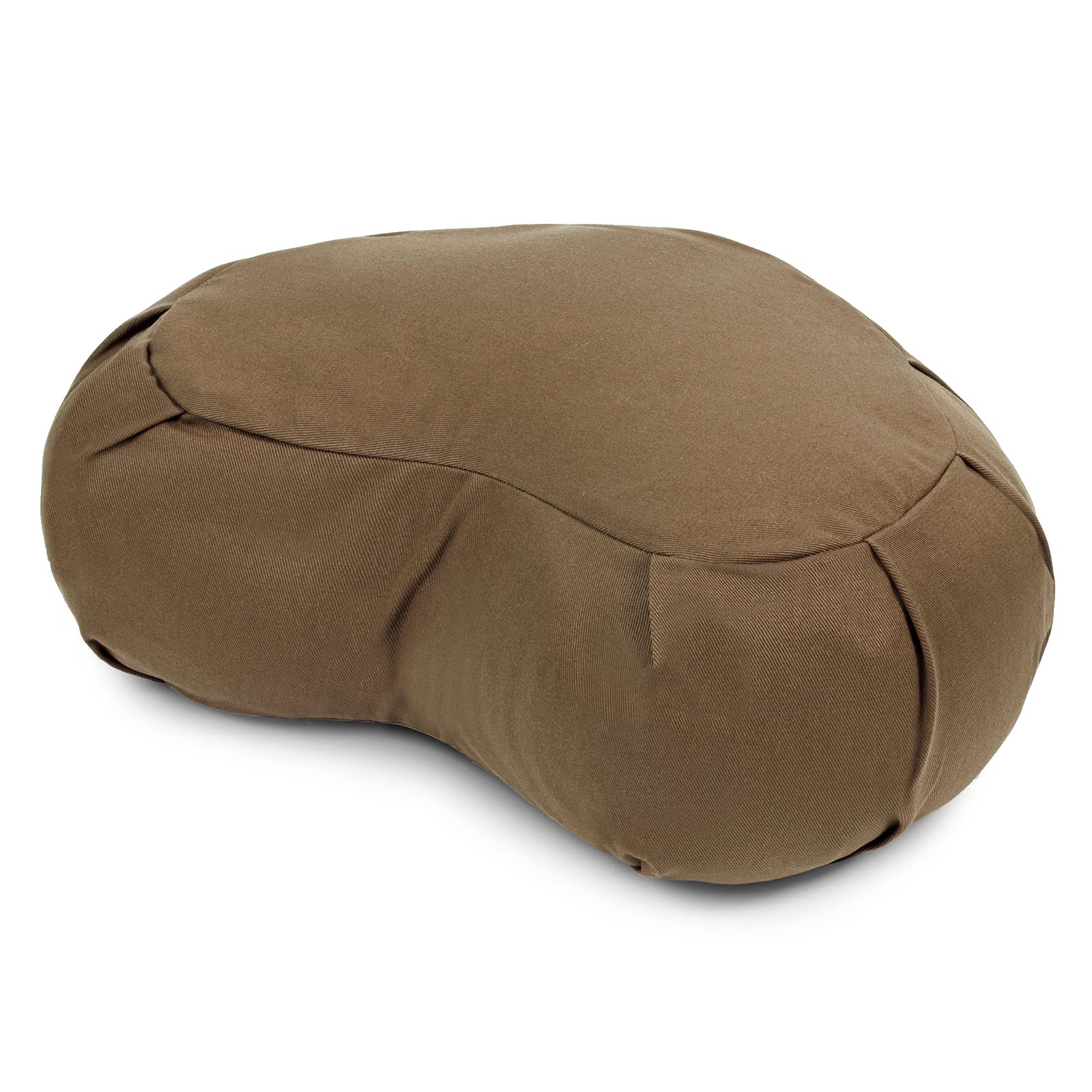 Yoga Studio Cuscino europeo a mezzaluna Zafu | cotone biologico | 42 x 30 x 18 cm | Pouf da meditazione | Scafi di grano saraceno - sabbia