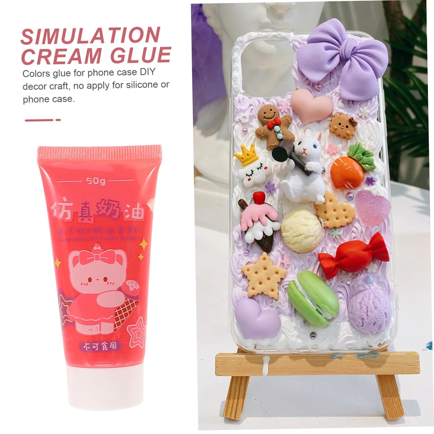 22 Pcs Kawaii Simulation Cream Glue for Phone Case DIY Bottles with Dual Nozzles Safe Durable Craft Material for Creative Pattern Making Random Color