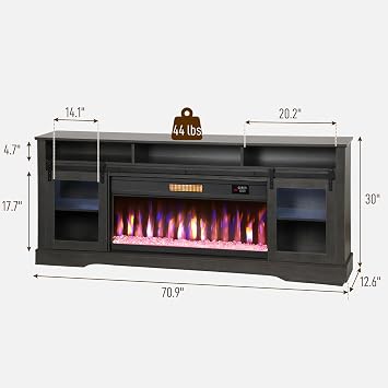 HOMCOM Fireplace TV Stand for TVs Up to 80 Inches, TV Console, Gray