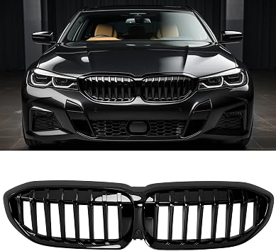 G20 Grill Gloss Black Front Kidney Grille for BMW 2019-2022 3 Series G20 316i 318i 320i 328i 330i 335i 340i Gloss Black-Single Slats