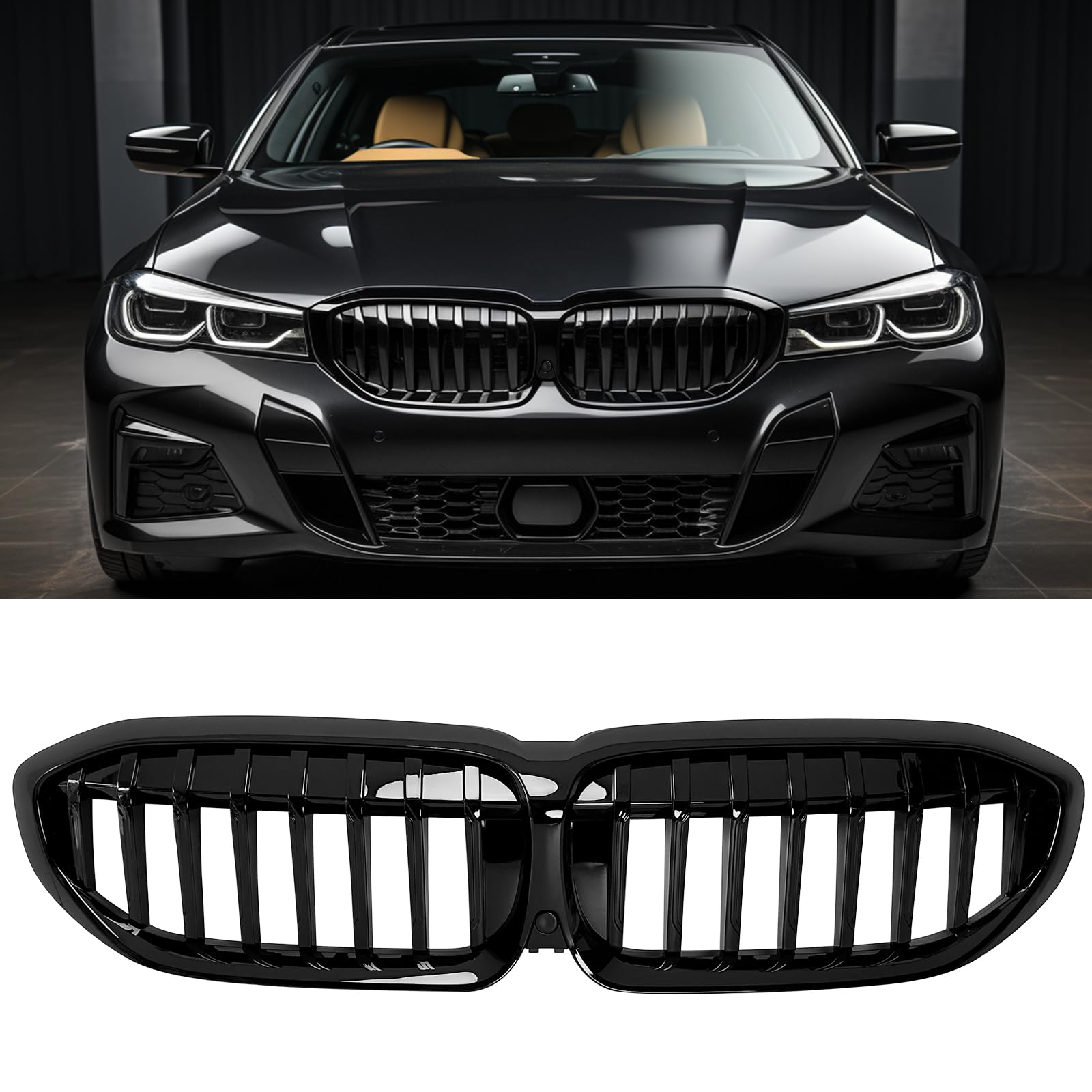 Amazon.com: Zealhot G20 Grill Gloss Black Front Kidney Grille for BMW ...