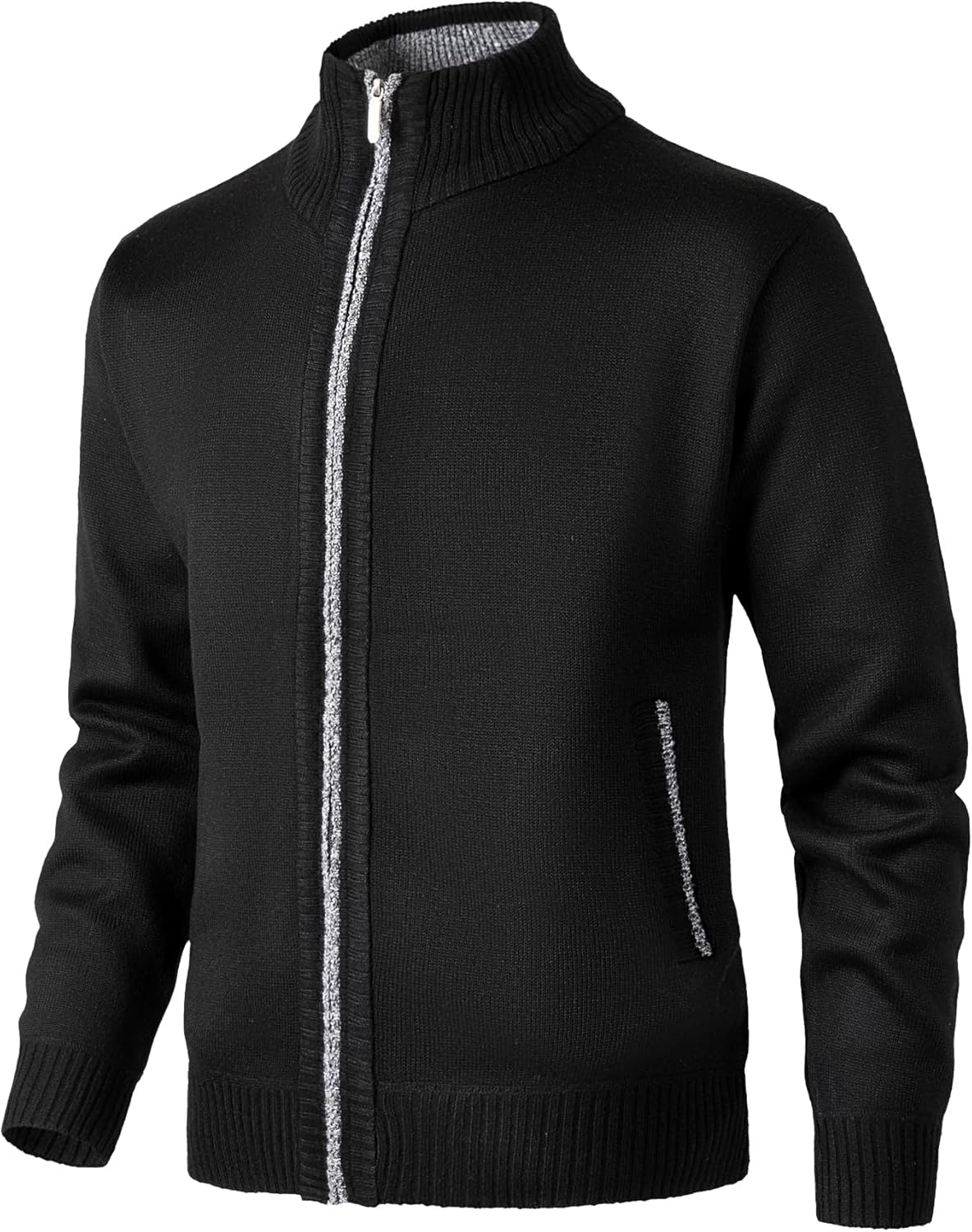 Men's Cardigan Sweaters Full Zip Stand Collar Knitted Sweater Winter Casual Cardigans