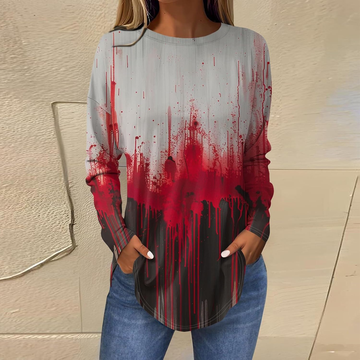 Women Halloween Fall Long Sleeve Crewneck Graphic Tops | Office Tops, Cotton Summer Shirts for Women, Graphic Tee for Women, Pirate Costume Women, Blusas De Mujer