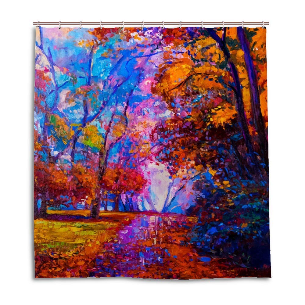 Rideau de douche automne coloré en polyester imperméable pour sublimer votre baignoire