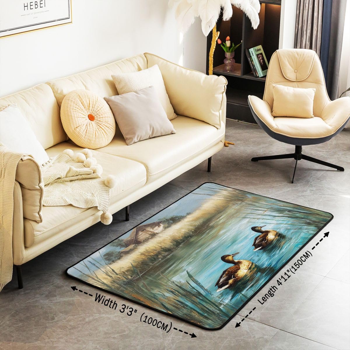 Homewish Tapis Salon 100x150cm Nœud Papillon Bleu Tapis Chambre Peinture à l'huile Tapis Sol Nœud Girly Mignon Décoration D'Intérieur Lodge de Cabine