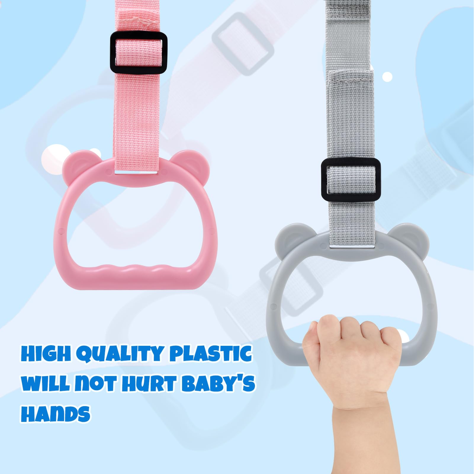 LEADSTAR 2 Pezzi Maniglie per Box Bambini, Anelli Ispessiti Appesi Sopra il Lettino da Campeggio Regolabili