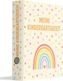 Friendly Fox Regenbogen Sammelordner Kinder, Erinnerungen Kindergarten, Meine Kindergartenzeit DIN A4 Ordner für 350 Blatt, Rückenbreite 5,6 cm