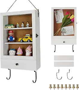 Shadow Box with Drawer & Hanging Hook – 3D Display Case for Photos, Awards, Medals & Keepsakes