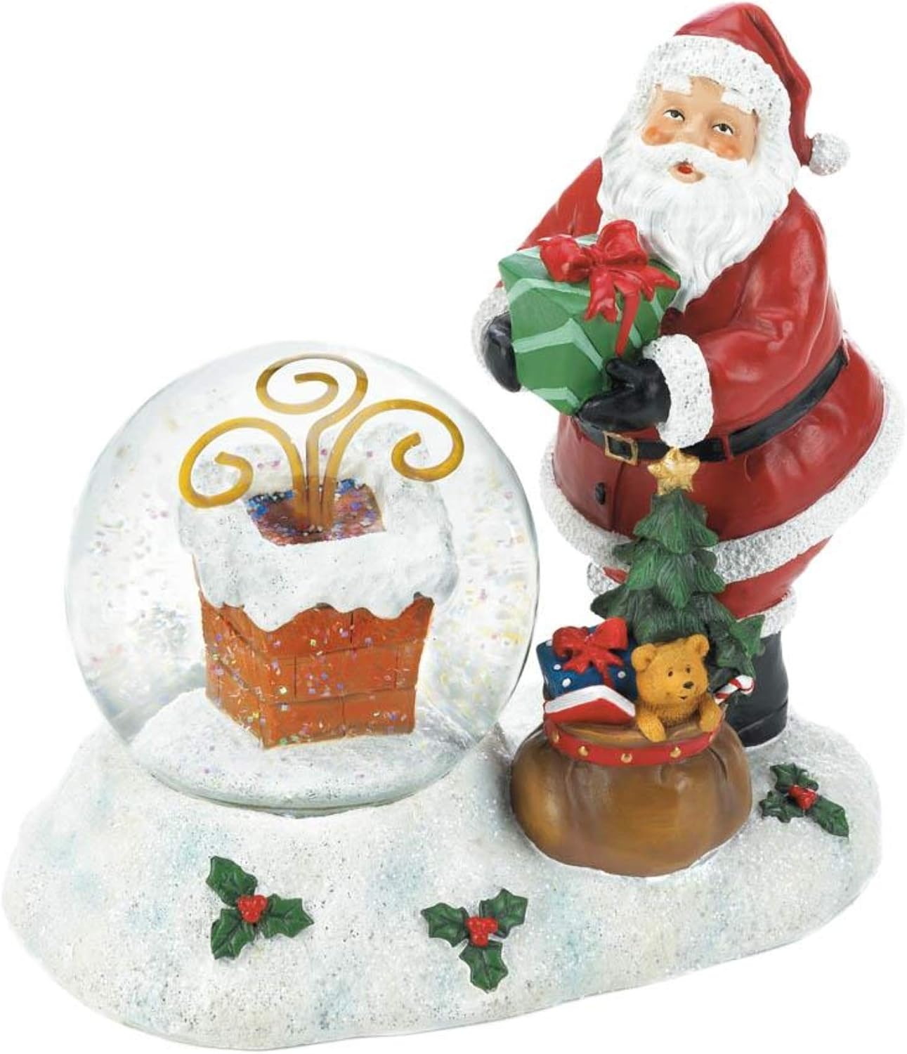Christmas Collection 10018551 Santa and Chimney Led Snow Globe, Multicolor