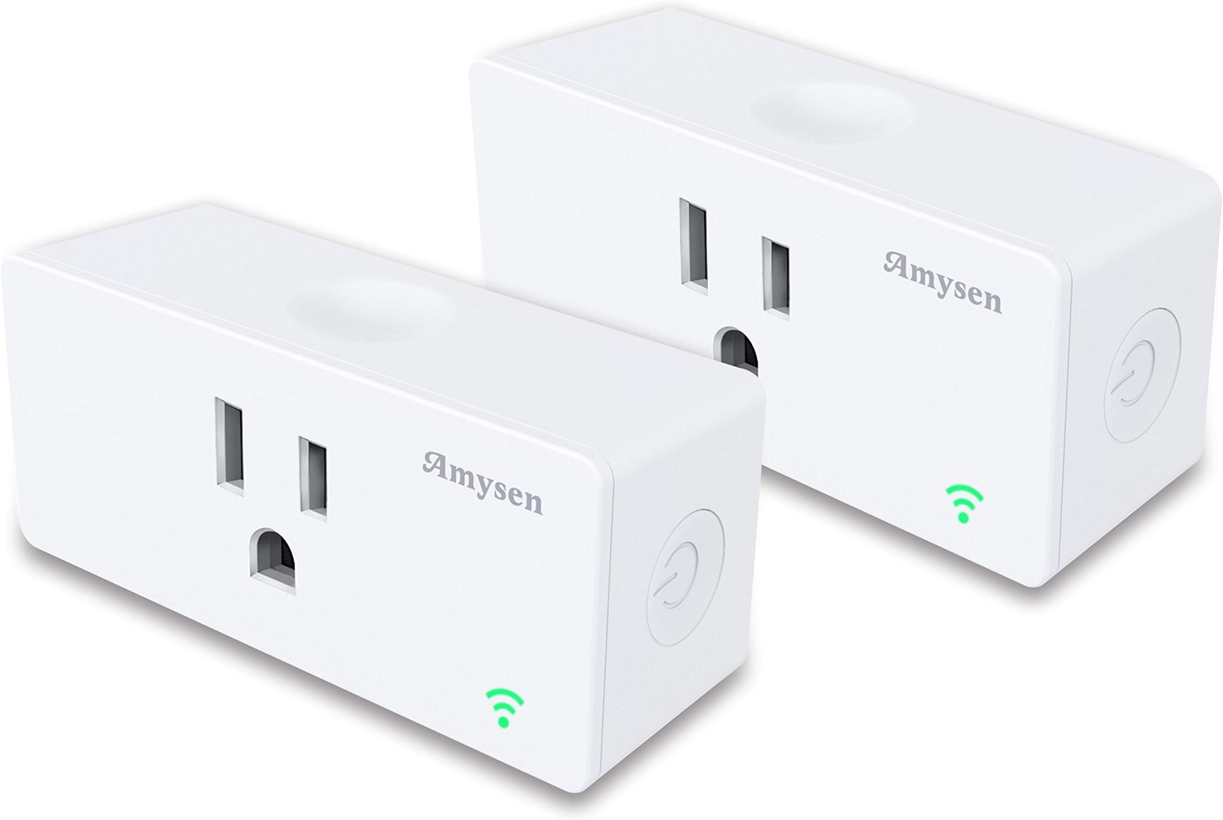 Amysen WiFi Smart Plug（2-Pack）, Smart Outlet Mini Socket No Hub Required, Control Your Devices from Anywhere Compatible with Alexa and Google Assistant