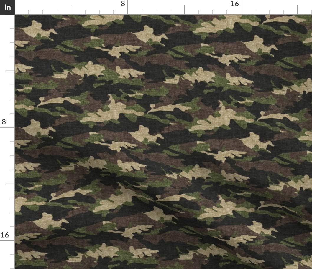 Spoonflower Fabric - Camouflage Hunting Olive Green Military Fatigues Camo Combat Uniform Printed on Petal Signature Cotton Fabric by The Yard - Sewing Quilting Apparel Crafts Decor