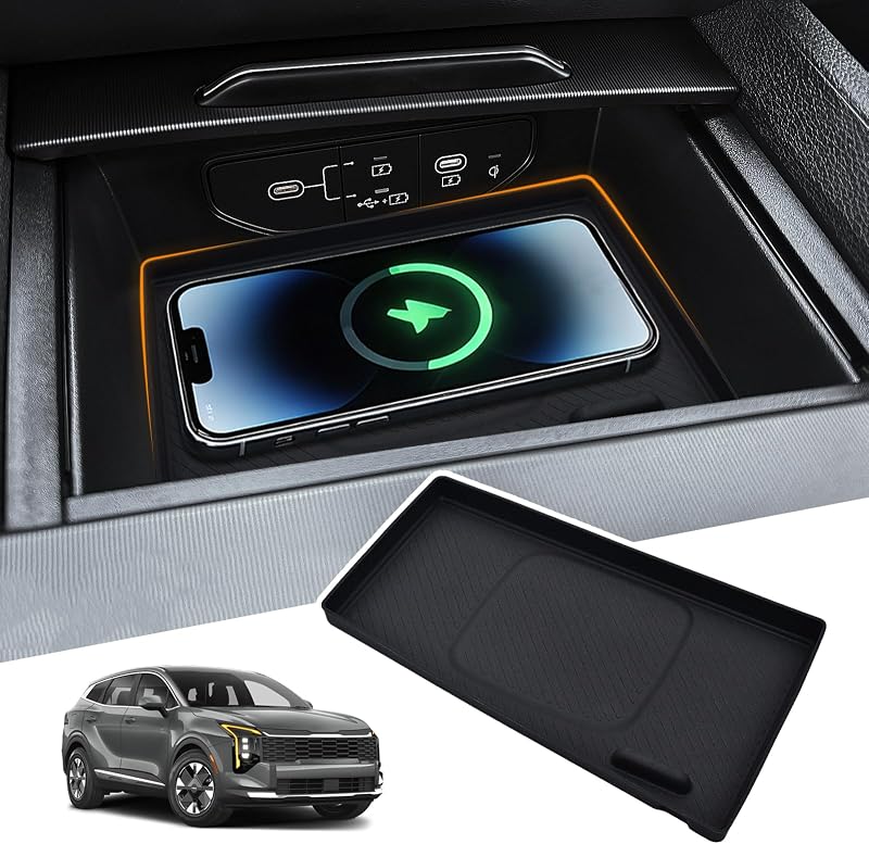 Tapete antiderrapante de carregamento sem fio WBLATP para Kia Sportage Hybrid e Plug-in Hybrid 2026 – 1 unidade