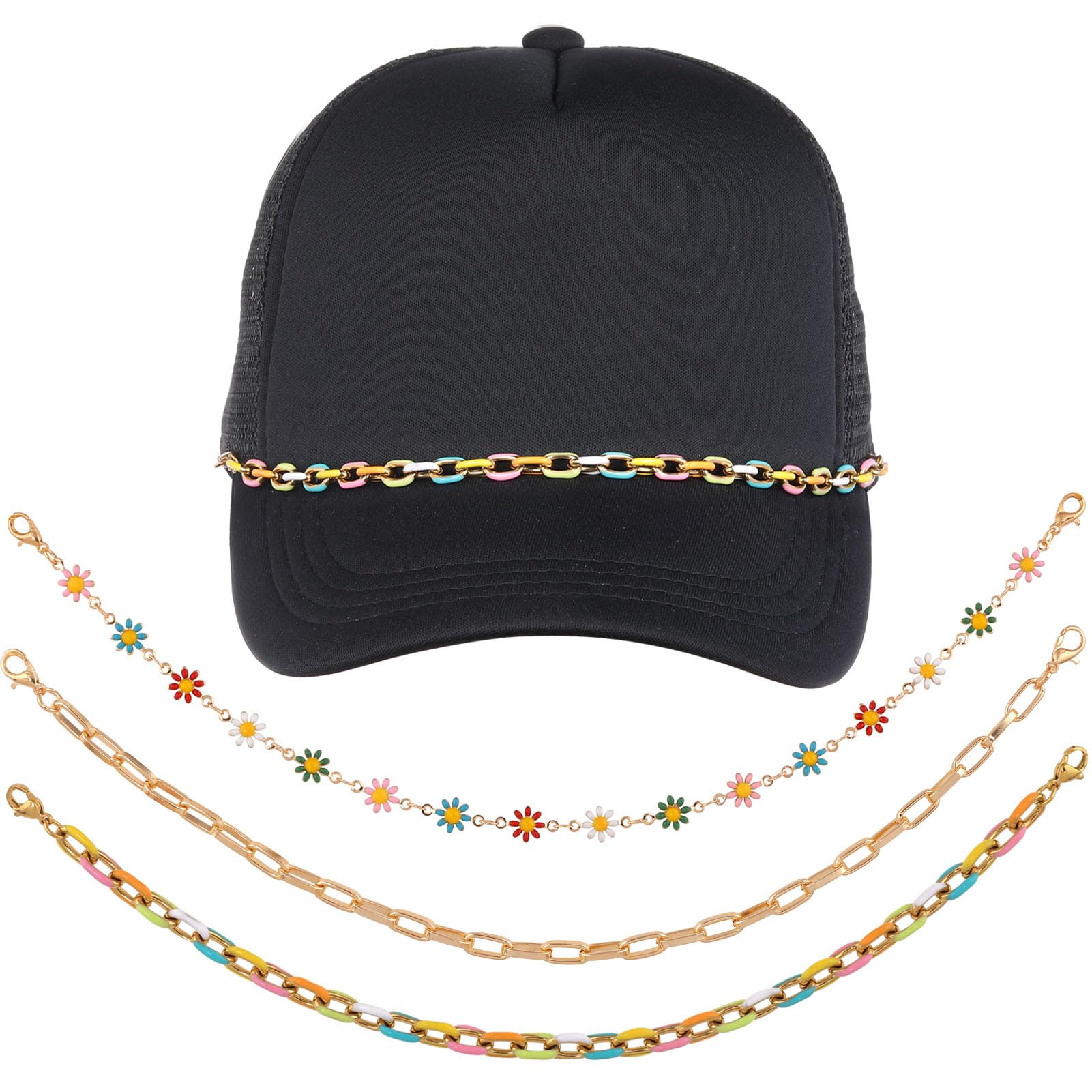Hat Chain Bulk Pack 4Pcs Trucker Hat Chains - Detachable Baseball Cap ...