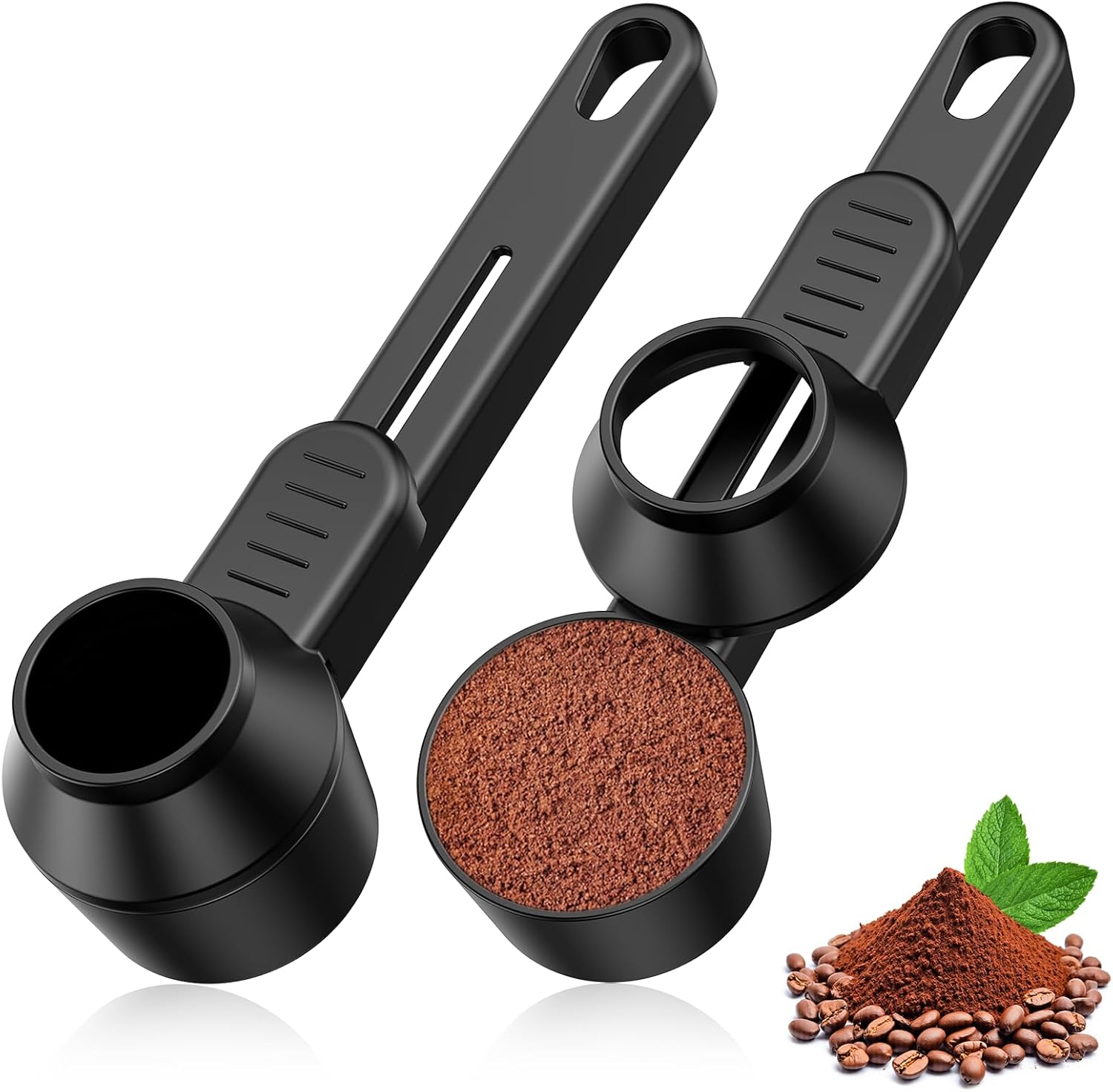 CAPMESSO Coffee Scoop & Funnel for Reusable K Cup Refillable Coffee Pods: 2 Tablespoon Coffee Measuring Scoop - Easy Slide Scoop for Ground Coffee, Protein Powder, Tea without Spilling (1 Pack)