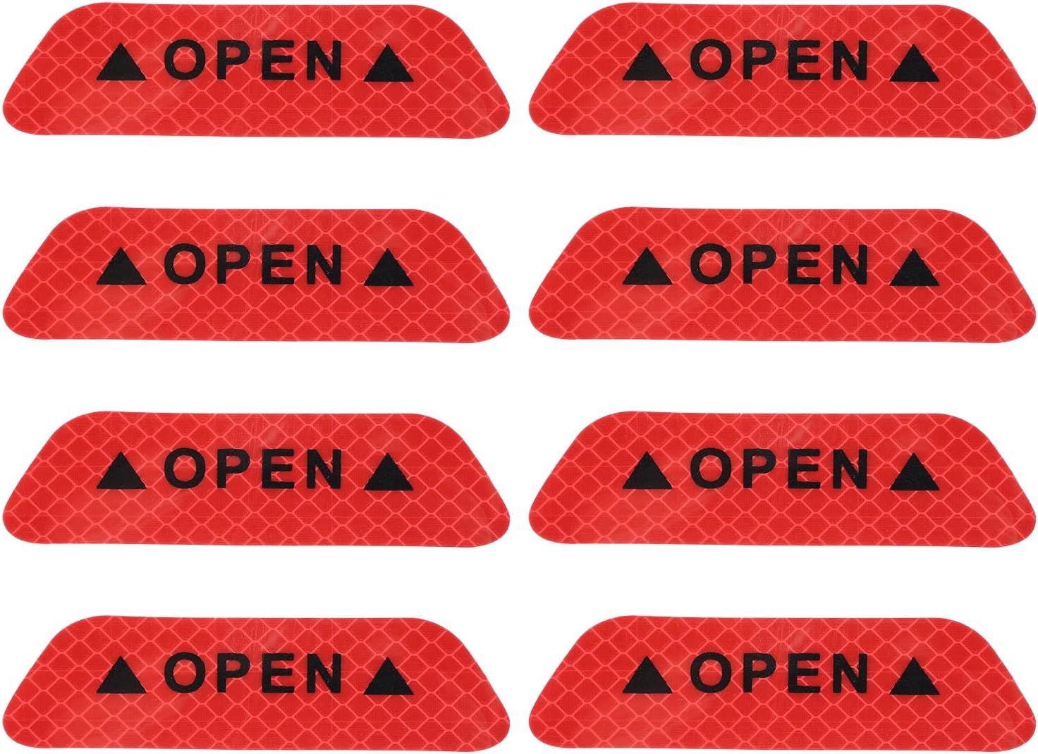 PATIKIL Car Door Open Warning Reflective Stickers Night Safety Warning Decals Night Visibility Prompt Decals Car Decal Decor Accessories, 8PCS Red