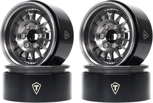 TREAL 1.9 Beadlock Wheel Rims Heavy Duty Multi Spoke CNC 1.9 Inch Wheels4P for 110 RC Crawler TRX-4 SCX10 III SCX10 PRO SCX10 II -Type NGray