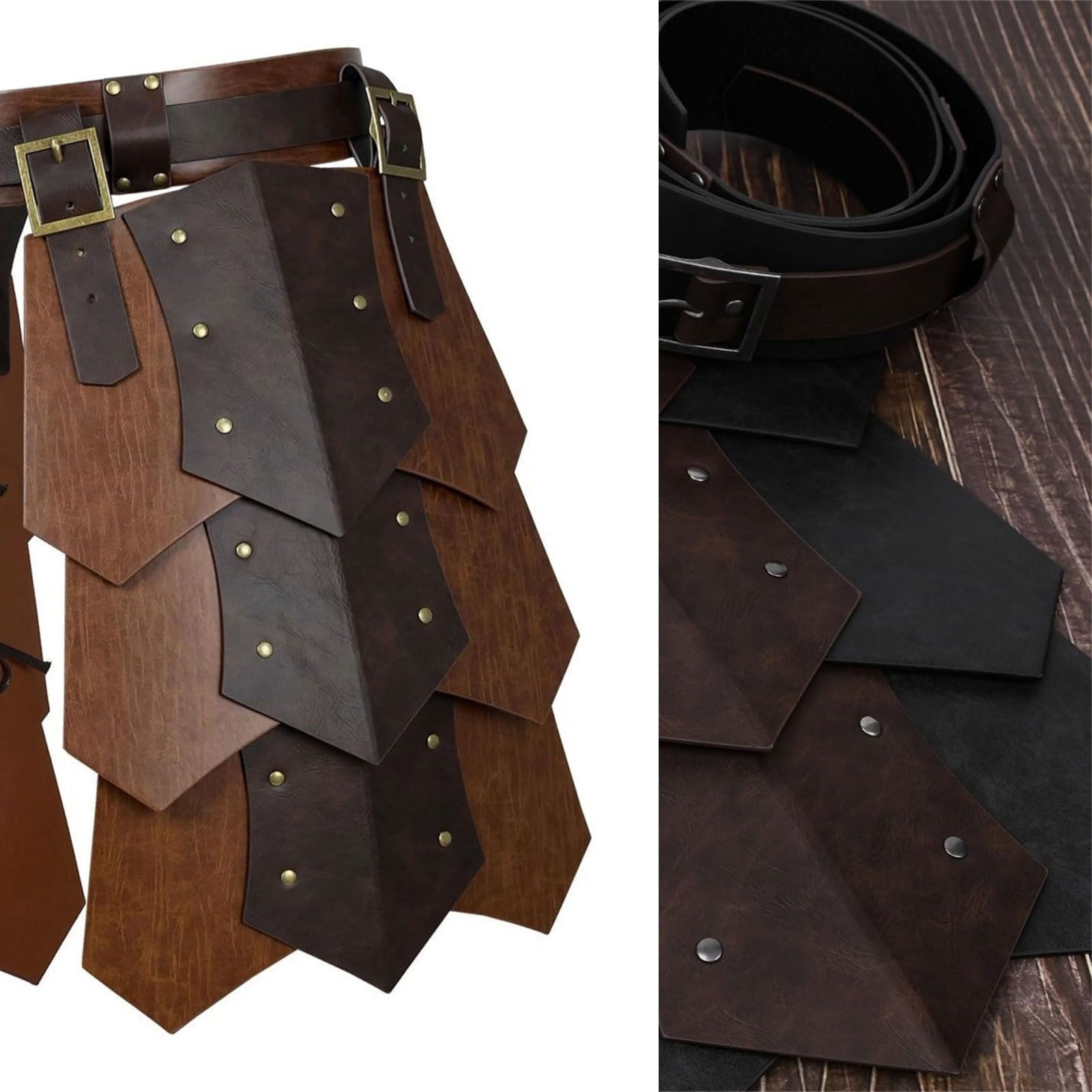 Armatura medievale in finta pelle per Halloween e cosplay, costume double face per coscia, mercenari e cavalieri, corazzate con gonna, doppio lato in vita