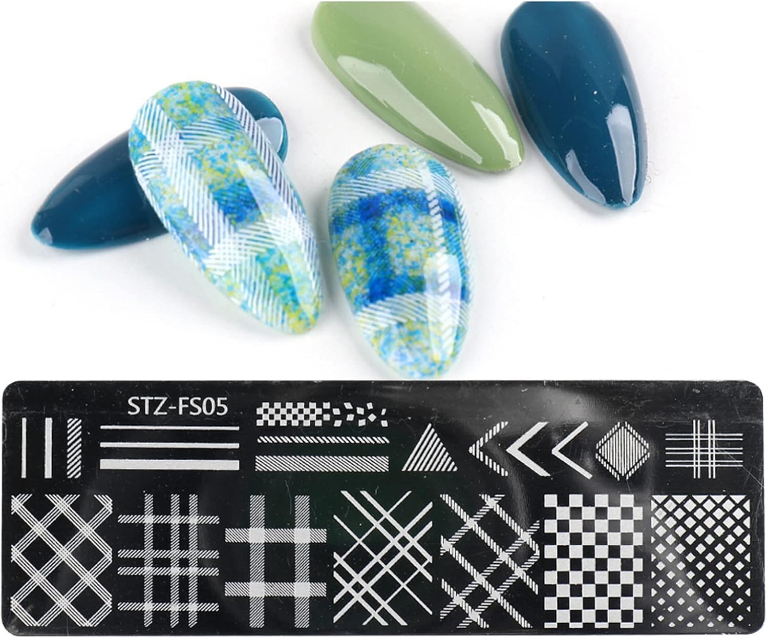 Nail Art Stamp Plate with Plaids Template Image Design Nail stamping