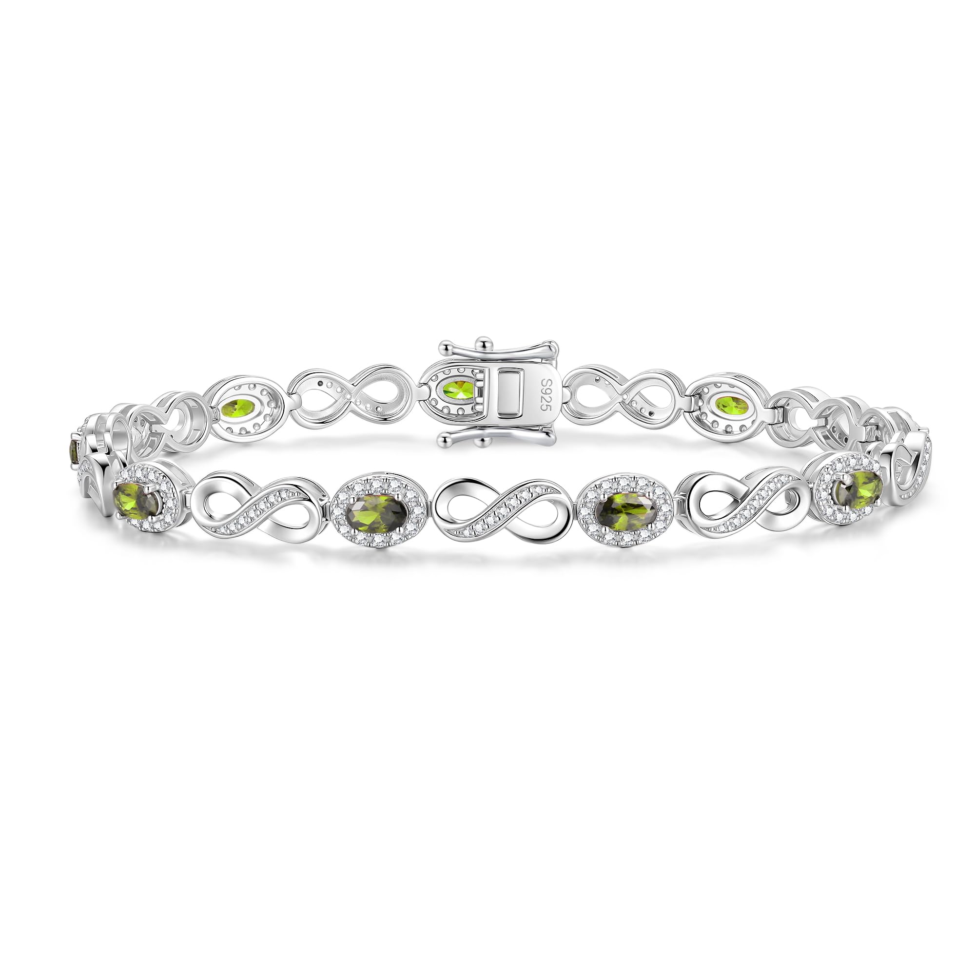 FANCIME Infinity Geburtsstein Tennis Armbänder für Damen Sterling Silber | vergoldet Unendlichkeit Tennisarmband Ovalförmiger Edelstein feiner Schmuck Jubiläums Geburtstag Geschenke für Frauen Mutter