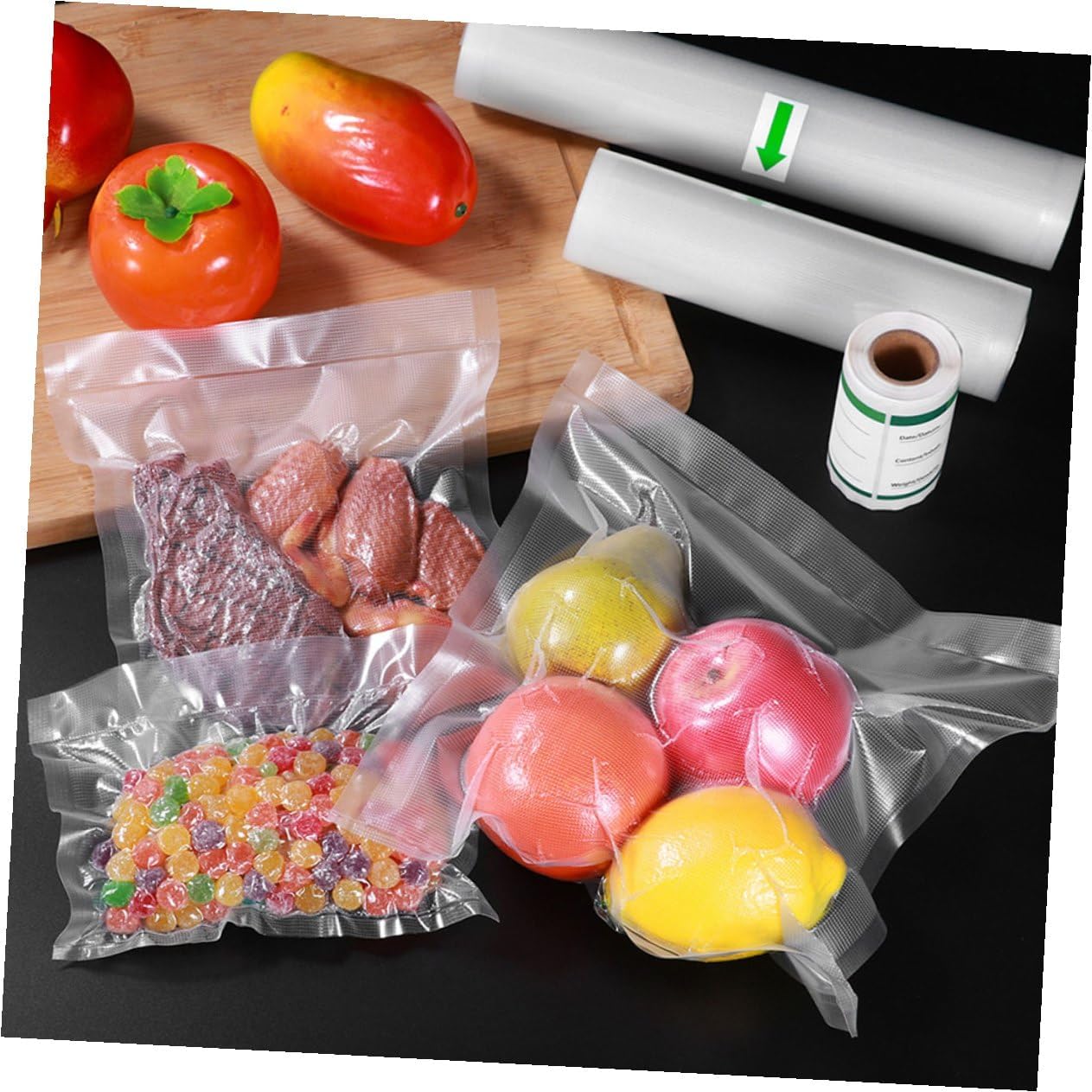Vacuum Sealer Bags 2 Rolls 20x500cm Multi-function Food Storage Pouch with Textured Surface for Home Kitchen Food PackagingNO.5163
