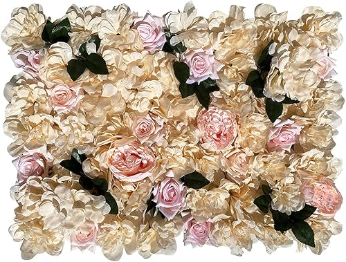 Miniatura 8 de Panel de pared de flores – 12 piezas de decoración de pared de flores, pared de rosas de seda de 24 x 16 pulgadas, telón de fondo de pared de flores