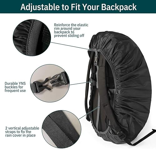 Miniatura 3 de Unigear Cubierta para Mochila Resistente a la Lluvia Clasificación Impermeable 5000mm, Ultraportátil y Duradera con 2 Correas de Hebilla Negro